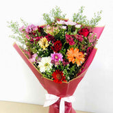 Cheerful Spring Garden Bouquet - Pink & White Mixed Flowers
